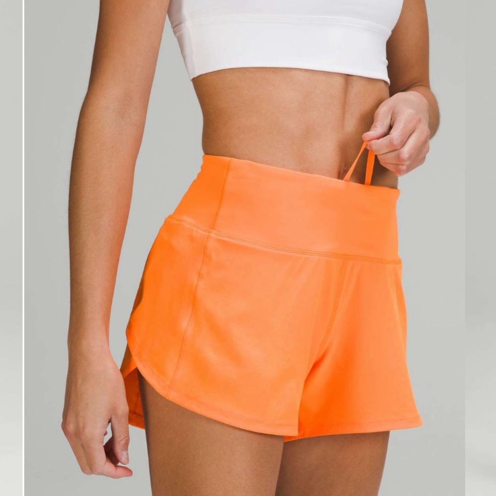 Lululemon Speed Up Mid-Rise Lined Short 4" Orange Soda Size 8